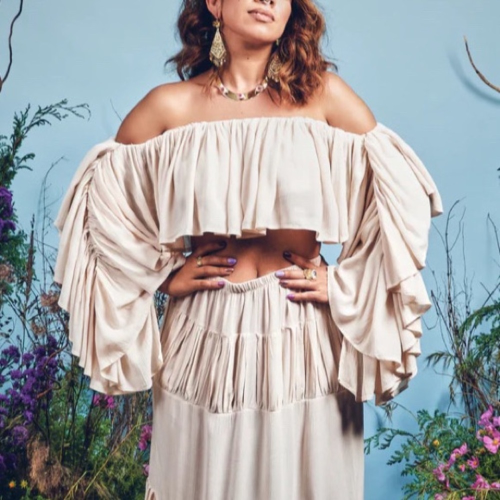 New Designer Handmade Boho Bohemian Hippie Romantic White Top Blouse Medium